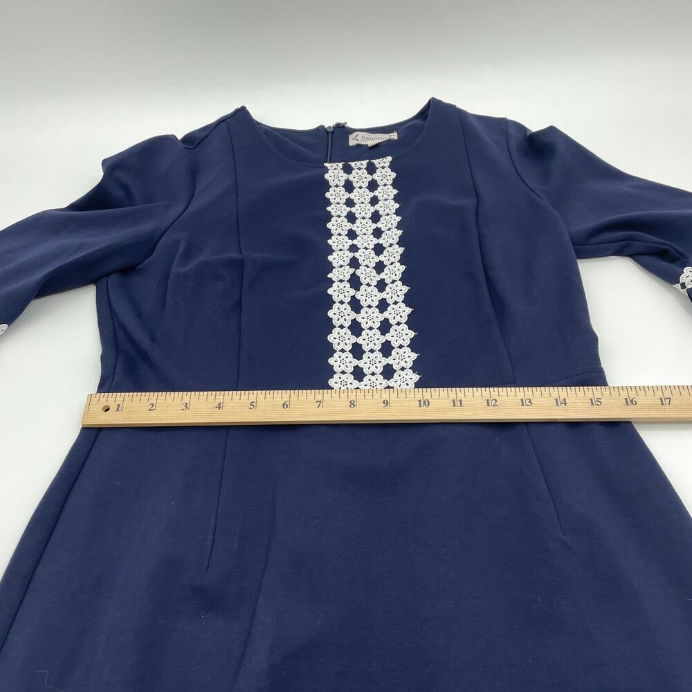 NANETTE LEPORE Womens Blue Bell Sleeve Lace Detail Stretch Dress Size 8 Coquette - Picture 8 of 10